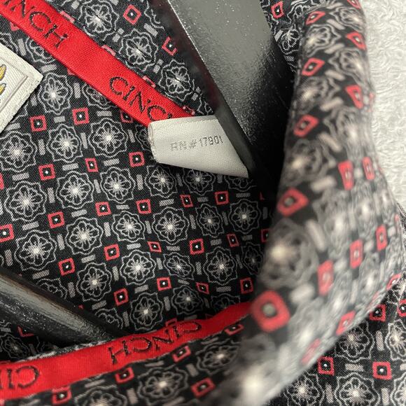 Cinch Shirt Mens XL Black Red Geometric Pattern Long Sleeve Western Button Up - Picture 12 of 12